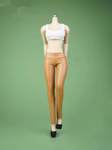 Miniatura 10 de Fremego Ropa femenina a escala 1/6, pantalones elásticos ajustados de cuero para mujer, ropa de disfraz para figura de acción PH TBL JO de 12 Negro