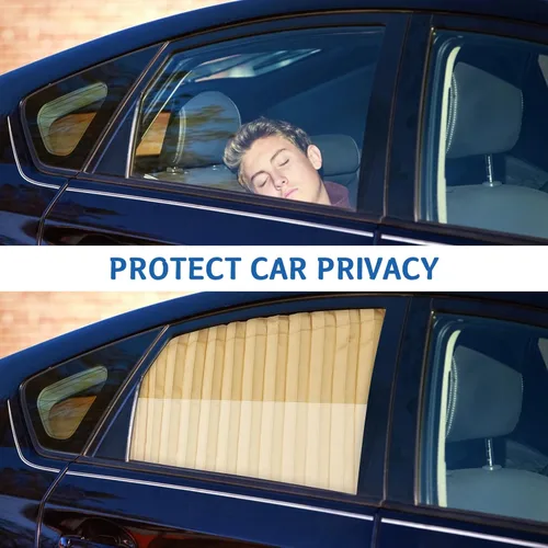Miniatura 5 de ZATOOTO Parasol para ventana lateral de automóvil, 2 parasoles magnéticos de privacidad beige, cortina mantiene la pantalla más fresca para dormir
