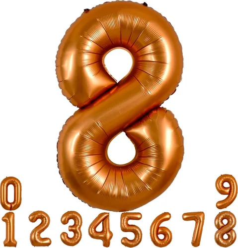 Miniatura 107 de TONIFUL 40 Inch Pastel Blue Number 8 Foil Balloons Large Mylar Foil Digital 8 Balloons for 8th Birthday, Gender Neutral Party, Baby Shower, Oro rosa
