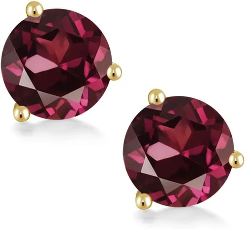 Miniatura 119 de Gem Stone King Aretes de oro de 14 quilates, 0.236 in, piedra natal redonda, Martini, 3 puntas, aretes de oro para mujer