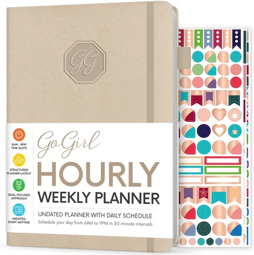 Miniatura 17 de GoGirl Planificador de Horario Semanal – Planificador de trabajo y vida por horas con franjas horarias – Organizador de agenda vertical para Rosa