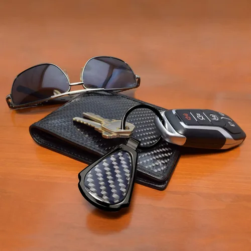 Miniatura 3 de iPick Image Buick - Llavero con diseño de lágrima de metal de fibra de carbono, color negro, con licencia