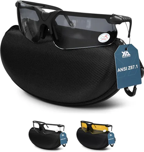 Xaegistac Gafas de disparo con estuche Gafas de seguridad antivaho para cazadores para adultos