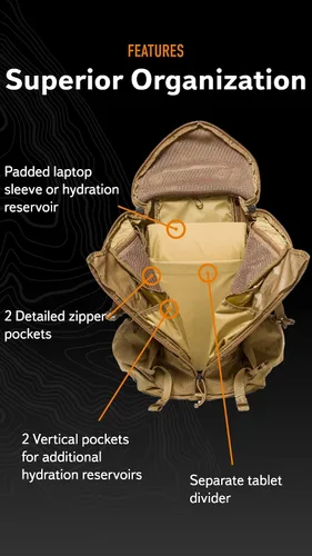 Miniatura 4 de Mystery Ranch Mochila de 2 días - Mochila táctica Molle Senderismo, 27L, Coyote