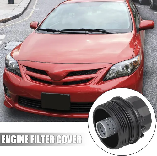 Miniatura 2 de X AUTOHAUX Cubierta negra del casquillo del filtro del motor del aceite del coche para Toyota Corolla 2008-2012 Matrix Prius para Scion XD