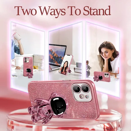 Miniatura 29 de Buleens Funda para iPhone 11 Pro Max Astronauta, Fundas Transparentes para iPhone 11 ProMax con Papel con Purpurina y Soporte de Astronauta, Mujeres