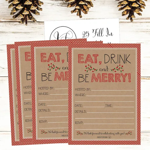 Miniatura 3 de Hadley Designs 25 invitaciones de fiesta de Navidad - Tarjetas de invitación de vacaciones premium para niños y adultos, invitaciones de fiesta