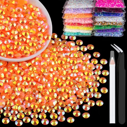 Miniatura 37 de 5000 piezas de diamantes de imitación de resina de 0.118 pulgadas a granel, color verde oscuro AB con parte trasera plana, diamantes de imitación