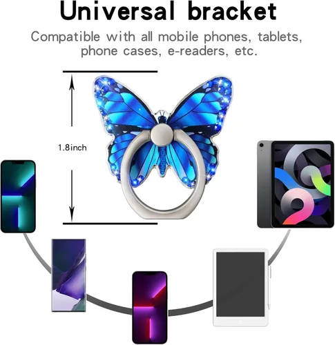 Miniatura 5 de Soporte de anillo de metal brillante para teléfono celular, rotación de 360°, soporte universal compatible con todos los teléfonos inteligentes