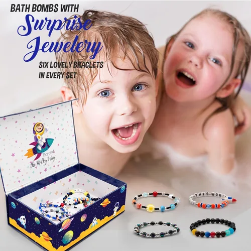 Miniatura 7 de Bombas de baño para niños con sorpresa en el interior, bombas de baño con joyería sorpresa y caja de joyería, orgánica, hidratante para la piel