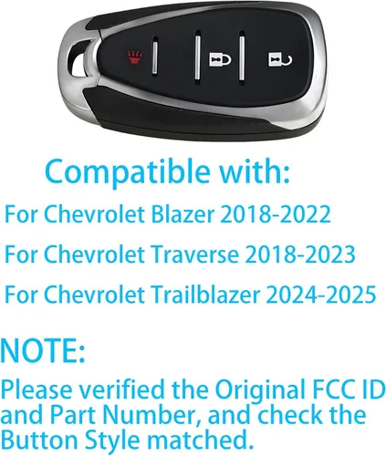 Miniatura 2 de Llavero inteligente para Chevrolet Blazer 2018-2025, Alliskeys - Llavero de control remoto de proximidad de 3 botones de reemplazo para Chevy Blazer