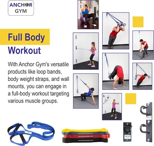 Miniatura 8 de Anchor Gym Anclaje de montaje en pared para entrenamiento – Estación de ejercicio de anclaje de entrenamiento para correas de peso corporal, bandas