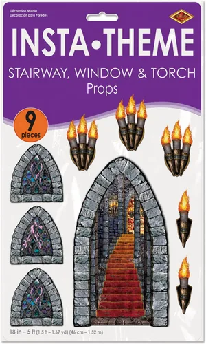 Miniatura 7 de Accesorios para fiesta para escalera, ventanas y antorcha (1 unidad) (9 por paquete), talla única , Not Applicable
