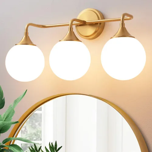 Miniatura 22 de Accesorios de Iluminación para Baño Negros, Iluminación Moderna de Tocador Sobre Espejo, Aplique de Pared Negro Mate Moderno de Mediados de Siglo