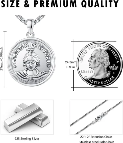 Miniatura 564 de Collar de plata de ley 925 con medalla de San Patrón, colgante de protección católica, amuleto, joyería religiosa para hombres y mujeres