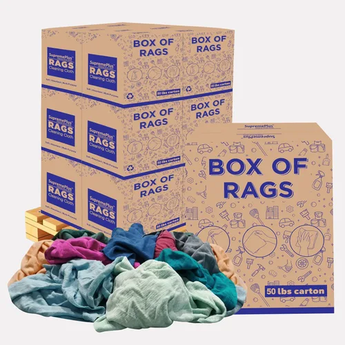 Miniatura 11 de Trapos de limpieza de camisetas de color reciclado (caja de 600 libras de palé de 60 x 10 libras) en trapos de algodón de color caja, perfectos