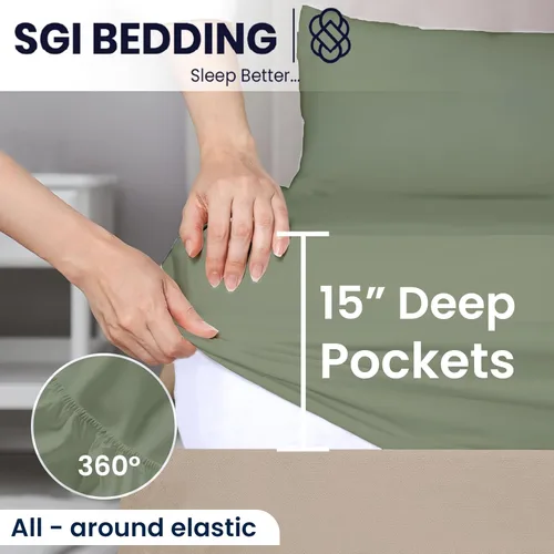 Miniatura 7 de SGI bedding Juego de sábanas Cal King de 34 pulgadas, 100% algodón egipcio, sábanas ajustables de 600 hilos, juego de sábanas de 4 piezas con 04