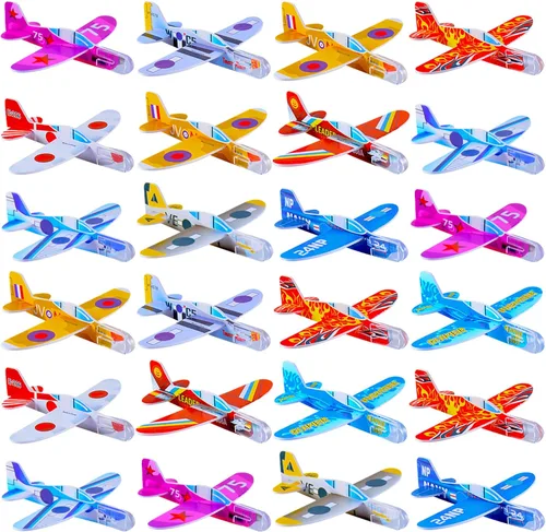 XIPEGPA 60 piezas de aviones planeadores a granel de juguete para niños, juguetes de avión de papel para fiesta de cumpleaños, bolsas de regalo,