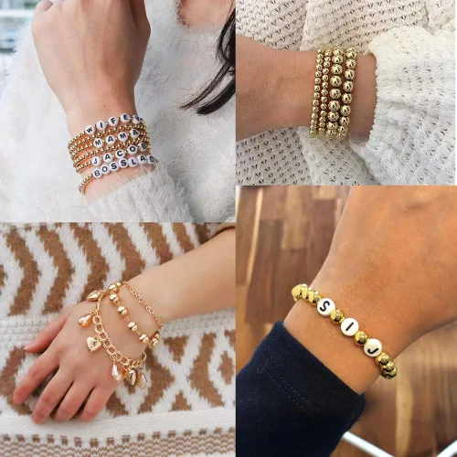 Miniatura 4 de 200 cuentas espaciadoras redondas lisas doradas, latón chapado en oro, resistente al deslustre, sin costuras, sueltas para hacer pulseras y joyas