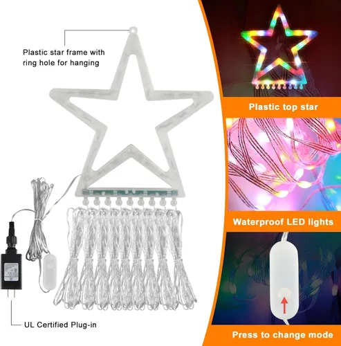 Miniatura 8 de Cadena de Luces de Navidad que Cambian de Color, 335 LED RGB con Control Remoto y Temporizador, Luces de Árbol de Navidad Impermeables