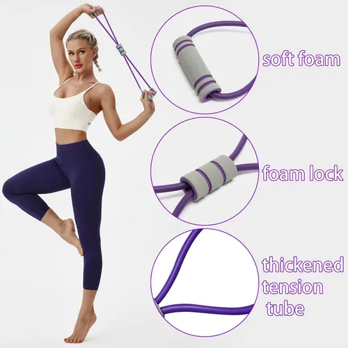 Miniatura 3 de Figura 8 bandas de resistencia para yoga, fitness, bandas de entrenamiento de resistencia para mujeres con asas para brazos, hombros, entrenamientos