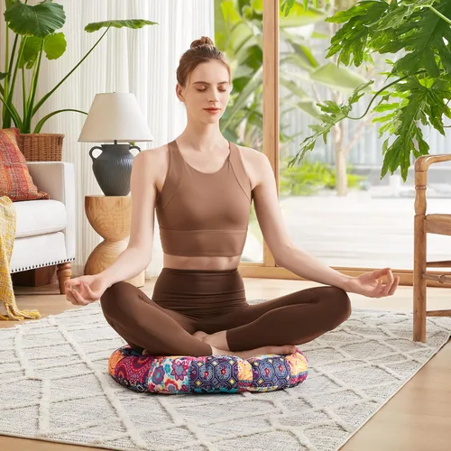 Miniatura 5 de Codi Juego de 2 Almohadas de Suelo para Meditación, Almohadas Boho para Sentarse para Adultos y Niños, Cojín Grande para Yoga Sala de Estar Tatami