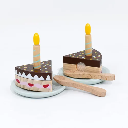 Miniatura 5 de PairPear Juego de pastel de fiesta de cumpleaños para niños, juguetes de madera para jugar comida Play Cutting Food Fake Cake Toddler Girl Gifts