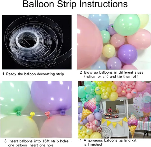 Miniatura 6 de Kit de arco de globos de helado – Juego de 142 guirnaldas de globos pastel con globo de Mylar de aluminio de helado de 37 pulgadas, globos torcidos