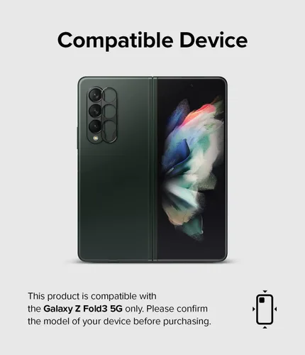Miniatura 2 de Ringke Protector de lente de cámara compatible con Samsung Galaxy Z Fold 3, marco de aluminio, resistente cubierta protectora - negro