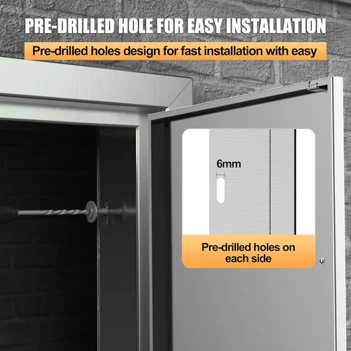 Miniatura 6 de Puertas de cocina para exteriores, 42 pulgadas de ancho x 21 pulgadas de alto, puerta de acceso para barbacoa de acero inoxidable con rejillas