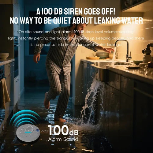 Miniatura 5 de PILSAMAS Detector de fugas de agua inalámbrico, funciona de forma independiente o con concentrador inteligente, sensor de fugas de agua de sirena