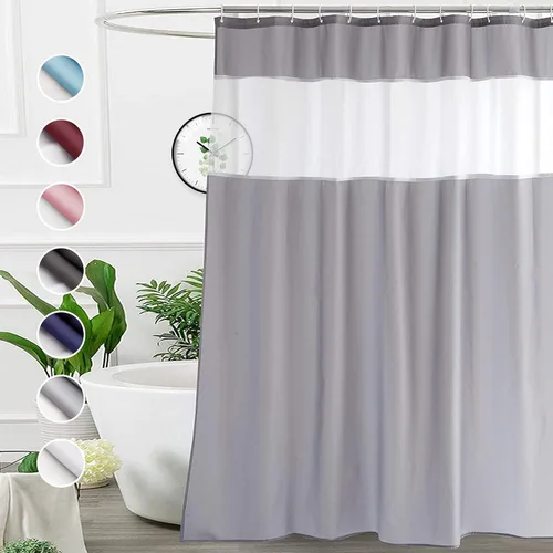 Miniatura 24 de UFRIDAY - Cortina de ducha de tela moderna en negro y blanco, 48 x 72 pulgadas, cortina de ducha de tela para baño y bañeras, lavable a máquina