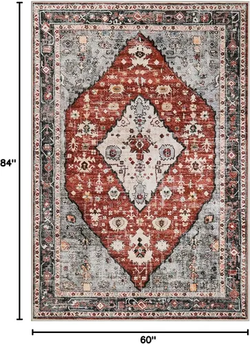 Miniatura 26 de Lahome Alfombra Bohemia Tribal Lavable de 3 x 5, Alfombras Antideslizantes para Entrada, Dormitorio, Sala de Estar, Vintage, Ultra Suave, No