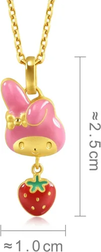 Miniatura 5 de Chow Sang Sang Sanrio - Colgante de oro macizo 9999 de 24 quilates My Melody con fresa para mujeres y niñas 75427P no incluye el collar