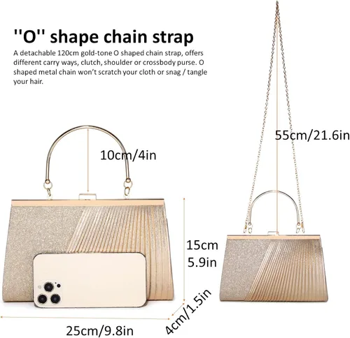 Miniatura 5 de Bolsos de noche para mujer con lentejuelas y purpurina bolsos de mano para mujer bolso de sobre bolso formal de boda fiesta de graduación