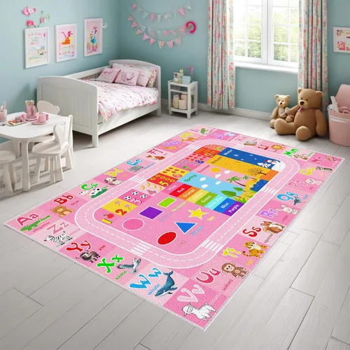Miniatura 16 de BATATADOCE Alfombra de alfabeto para salón de clases - Alfombras ABC para sala de juegos de niños, alfombra educativa para aprender el alfabeto