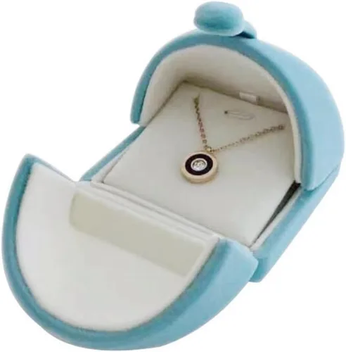 Miniatura 2 de Lujoso estuche de embalaje de joyería de terciopelo aguamarina único para aretes, estuche colgante de grado premium, diseño especial doble función