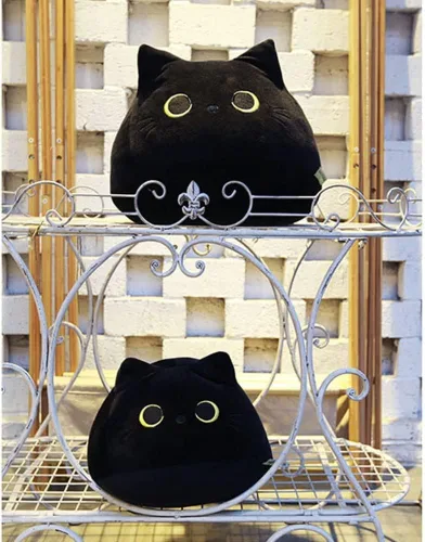 Miniatura 6 de Gato negro de peluche, juguete de felpa con forma de gato creativo, almohada suave, juguetes y regalos de muñecos lindos para novia, niños, niñas