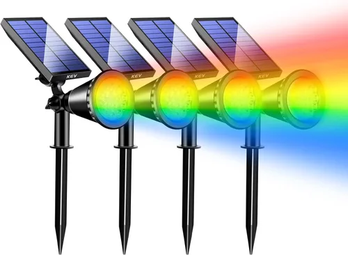 Miniatura 8 de KEV Luces Solares de Punto de 800 Lúmenes para Exteriores, 18 LEDs Luces Solares de Inundación con 2 Modos y Ajustables e IPX65 Impermeables, Foco