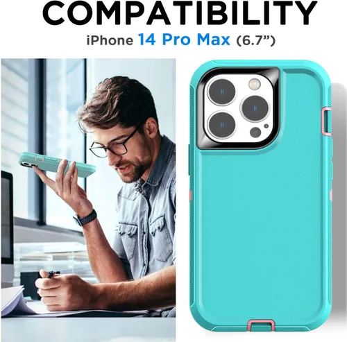 Miniatura 2 de AICase Funda para iPhone 14 Pro Max (6.7") con Protector de Pantalla de Vidrio, Protección contra Caídas de Servicio Pesado, Cuerpo Completo