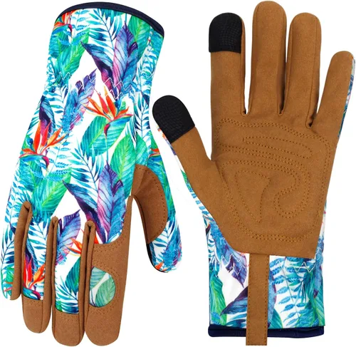 Miniatura 21 de Guantes de Jardinería de Cuero MERTURN para Mujeres, Guantes de Jardín a Prueba de Espinas, Guantes de Trabajo Compatibles con Pantalla Táctil, Azul