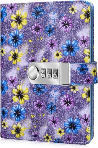 Miniatura 8 de ARRLSDB Diario de carpeta con cerradura, diario de cuero recargable A6 con contraseña, diario personal con bloqueo, tamaño: 7.3 x 5.3 pulgadas (azul)