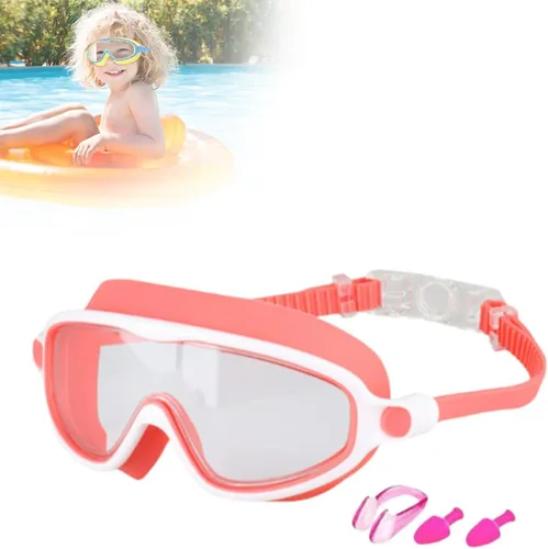 Miniatura 9 de Gafas de natación de marco grande impermeables y antivaho para niños, antiempañamiento de visión amplia, máscara de natación transparente para niños