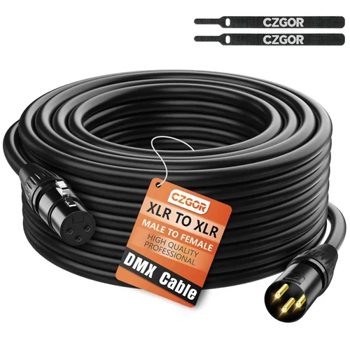 Miniatura 12 de Cable DMX de 10 pies, paquete de 8 cables flexibles XLR chapados en oro de 3 pines macho a hembra, cable para señal de iluminación de escenario
