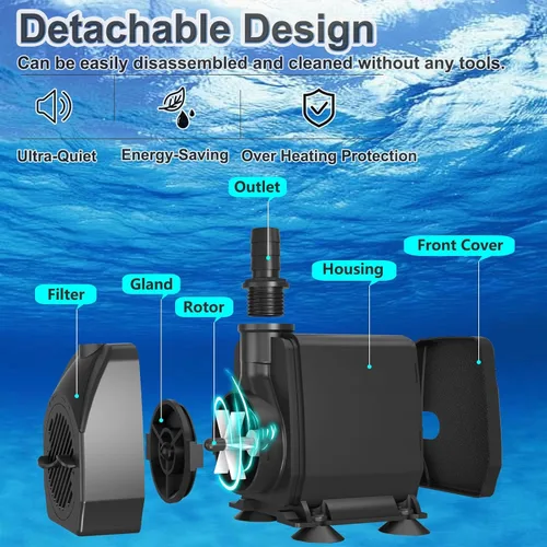 Miniatura 5 de SongLong Bomba sumergible de cable de alimentación de 10 pies de 800 GPH, bomba de agua con protección contra sobrecalentamiento con elevación de 10