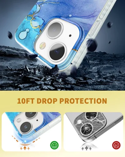 Miniatura 8 de SCORPIFY Funda para iPhone 14 [compatible con MagSafe] con diseño de mármol azul fantasía, bonita funda magnética para teléfono para mujeres, niñas