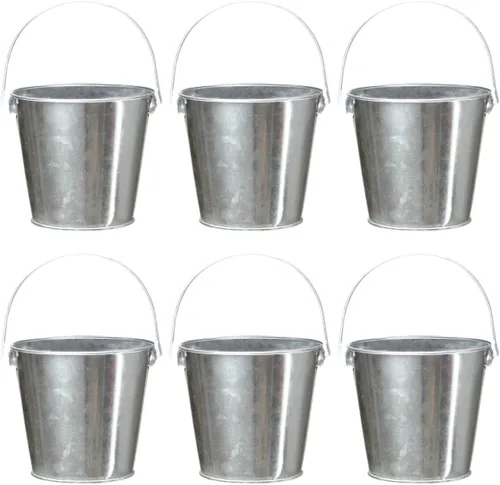 Miniatura 9 de Cubos de metal de colores con asa, paquete de 6 cubos de hierro galvanizado de 5.91 pulgadas para niños, aula, manualidades y recuerdos de fiesta