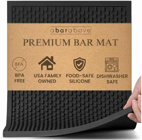 Miniatura 11 de Premium A Bar Above - Tapete de barra resistente, tapete de silicona apto para alimentos, tapetes de bar para encimera, accesorios de barman de Negro