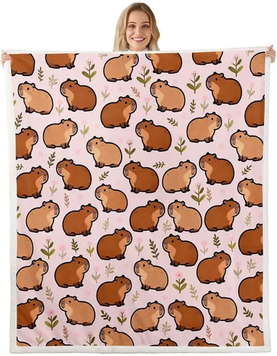 Miniatura 19 de Erosebridal Funny Capybaras Blanket Capybara Lover Gifts Cute Fleece Blanket for Kids Girls Boys, Capybara Decorations Blankets 40"x50", Kawaii
