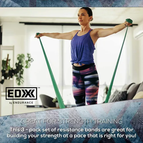 Miniatura 3 de EDX Bandas de resistencia planas de 12 pulgadas para fitness o terapia física, juego de 3 bandas sin látex